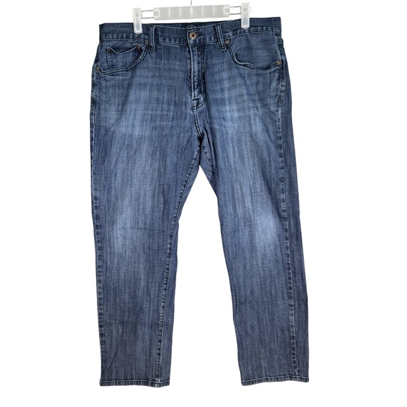 Lucky Brand Jeans Mens 36x30 Blue 221 Original Straight Whiskered Denim Pants - Picture 1 of 12